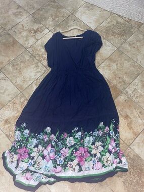 Lane Bryant Floral Midi Dress Size 20 – Navy Blue, Worn 2x